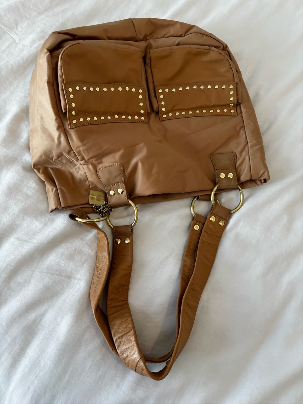 Kenneth Cole Tan Stud-Accent Tote Bag NWOT - Picture 12 of 15